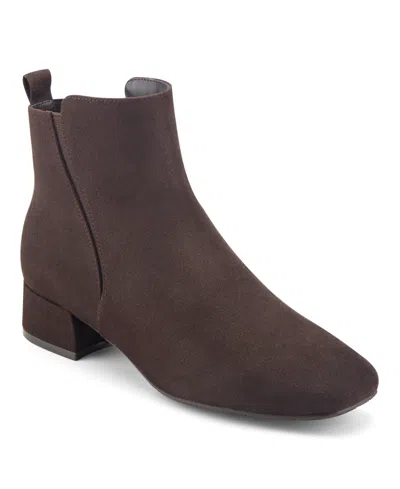 Easy Spirit Women's Dale Low Block Heel Booties In Dark Brown