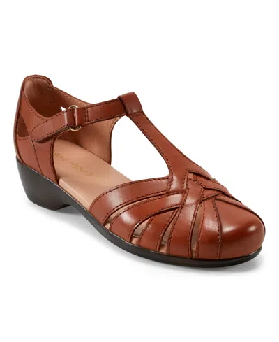 EASY SPIRIT WOMEN'S DARLYN T-STRAP WOVEN FLATS