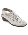 Easy Spirit Dawn Womens Leather Laser Cut Sandals Shoes In Ivory Leather