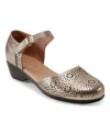 Easy Spirit Women's Denita Two-piece Round Toe Flats In Bronze Leather