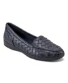 Easy Spirit Devit Woven Apron Toe Flat In Navy Woven Leather