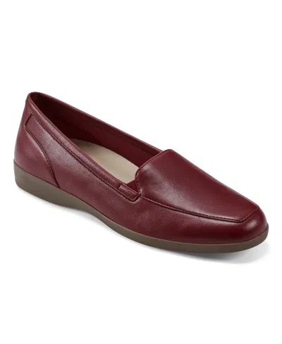 Easy Spirit Women's Devitt Square Toe Slip-on Casual Flats In Dark Red Leather