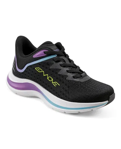 Easy Spirit Women's Easymove Round Toe Lace-up Sneakers In Black,purple Multi