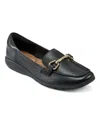 Easy Spirit Women's Eflex Amalie Square Toe Casual Slip-on Flat Loafers In Black Leather