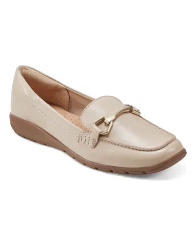 Easy Spirit Women's Eflex Amalie Square Toe Casual Slip-on Flat Loafers In Medium Natural Leather