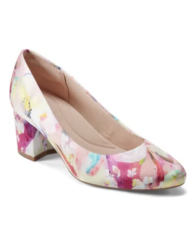 Easy Spirit Women's Eflex Cosma Slip-on Pumps In Pink Multi Watercolor Bloom Satin