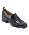 Easy Spirit Darlene Womens Cushioned Footbed Leather Loafers In Dark Blue Croco Leather