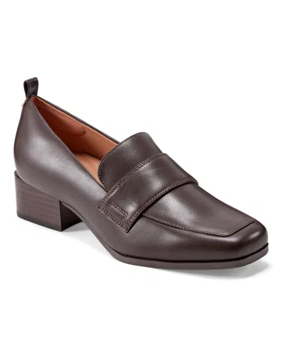 Easy Spirit Women's Eflex Darlene Slip-on Dress Loafers In Dark Brown Leather