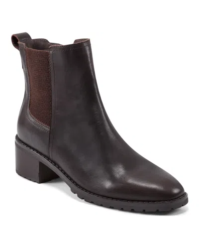 Easy Spirit Women's Eflex Fedra Block Heel Dress Booties In Dark Brown Leather