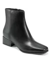 Easy Spirit Women's Eflex Sidney Block Heel Square Toe Dress Booties In Black Leather