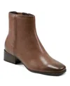 Easy Spirit Women's Eflex Sidney Block Heel Square Toe Dress Booties In Dark Taupe Leather