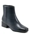 Easy Spirit Sidney Womens Zipper Leather Booties In Navy Leather