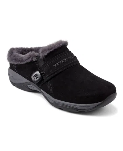 Easy Spirit Women's Elinn Slip-on Round Toe Casual Mules In Black Suede