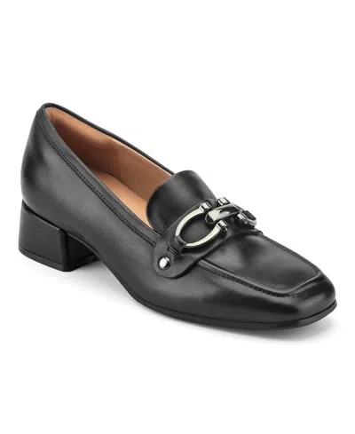 Easy Spirit Women's Falyn Eflex Bit Block Heel Dress Loafers In Black Leather