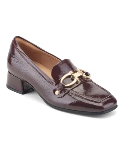 Easy Spirit Women's Falyn Eflex Bit Block Heel Dress Loafers In Burgundy Patent Leather