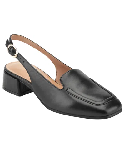 Easy Spirit Women's Farida Eflex Leather Moc Toe Buckle Pumps In Black Leather