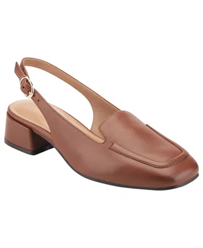 Easy Spirit Women's Farida Eflex Leather Moc Toe Buckle Pumps In Cognac Leather