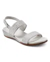 Easy Spirit Haisley Slingback Wedge Sandal In Silver Shimmer
