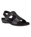 Easy Spirit Hazel Womens Leather Adjustable Flat Sandals In Black