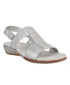 Easy Spirit Hazel Womens Leather Adjustable Flat Sandals In Silver