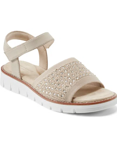 Easy Spirit Women's Jaela Embellished Eflex Flat Sandals In Beige,gold