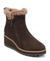 Easy Spirit Jane Faux Fur Lined Wedge Bootie In Brown