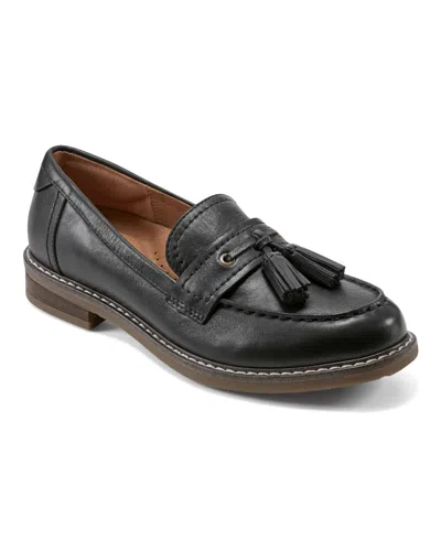 Easy Spirit Women's Janelle Slip-on Round Toe Casual Loafers In Black Leather