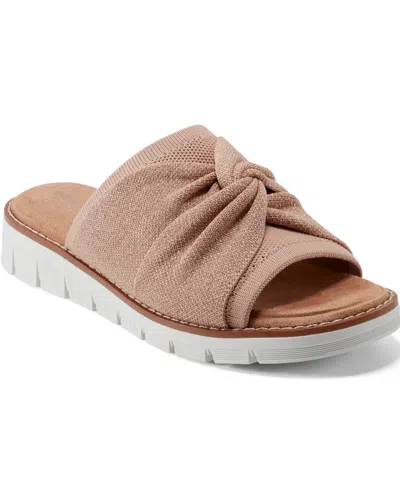 Easy Spirit Women's Josy Eflex Lightweight Knotted Sandals In Natural,rose Gold