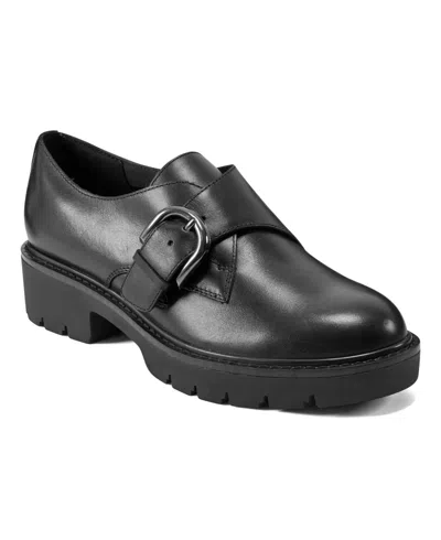 Easy Spirit Women's Kasen Eflex Slip-on Casual Loafers In Black Leather