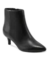Easy Spirit Laina Womens Pointed Toe Leather Ankle Boots In Black Leather