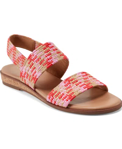 Easy Spirit Women's Lana Double Band Flat Slingback Sandals In Pink,natural Multi