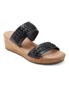 Easy Spirit Women's Crista Slip-on Round Toe Heeled Sandals In Black Leather