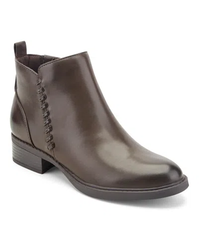 Easy Spirit Women's Lorand Almond Toe Block Heel Casual Booties In Brown