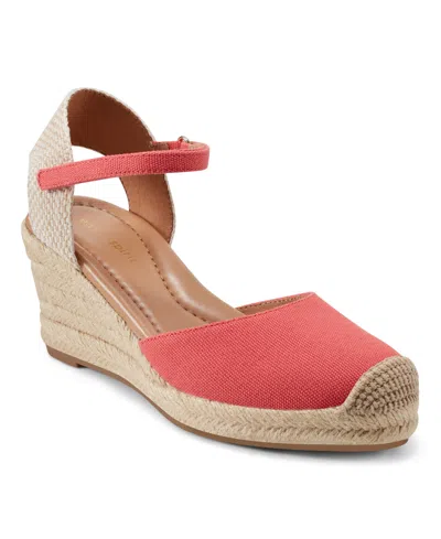 Easy Spirit Women's Makaylie Closed Toe Wedge Sandals In Coral,natural Multi