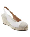 Easy Spirit Women's Margie Slingback Espadrille Wedges In White Leather,sand- Leather And Textile