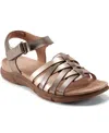 Easy Spirit Women's Marlene Woven Flat Sandals In Bronze,gold Leather