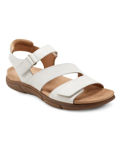 Easy Spirit Women's Mavey Round Toe Strappy Casual Sandals In Cream Leather