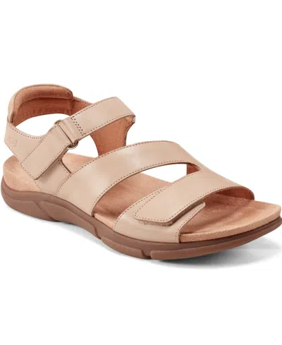 Easy Spirit Women's Mavey Strappy Flat Sandals In Light Natural Leather