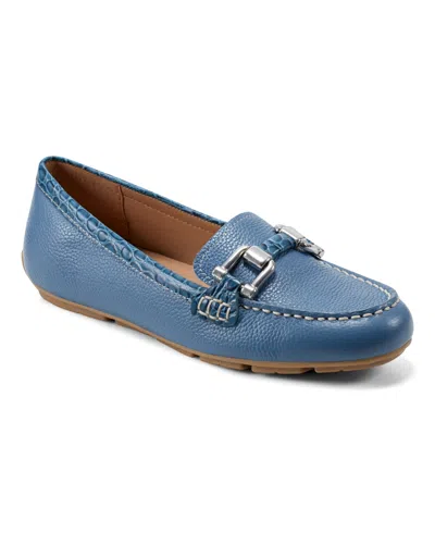 Easy Spirit Women's Megan Slip-on Round Toe Casual Loafers In Blue Leather