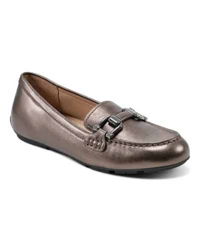Easy Spirit Women's Megan Slip-on Round Toe Casual Loafers In Bronze Leather