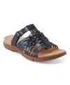 Easy Spirit Semar Womens Leather Slingback Flat Sandals In Dark Blue Leather