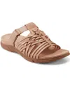 Easy Spirit Women's Mindi Woven Flat Slide Sandals In Light Natural Leather