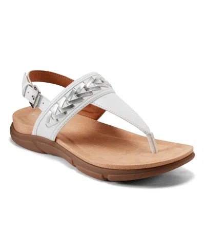 EASY SPIRIT WOMEN'S MONTE WOVEN T-STRAP FLAT SANDALS