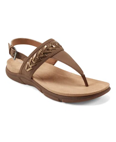EASY SPIRIT WOMEN'S MONTE WOVEN T-STRAP FLAT SANDALS