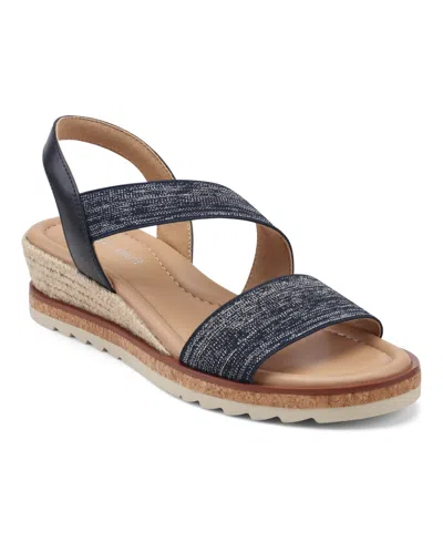 Easy Spirit Women's Sabina Strappy Low Wedge Sandals In Blue