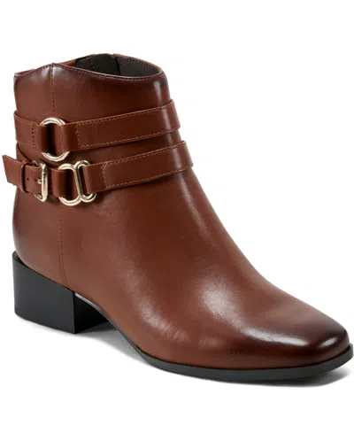 Easy Spirit Women's Sarafina Eflex Block Heel Dress Booties In Cognac Leather