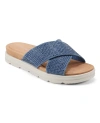Easy Spirit Shanya 7 Womens Criss-cross Manmade Slide Sandals In Medium Blue