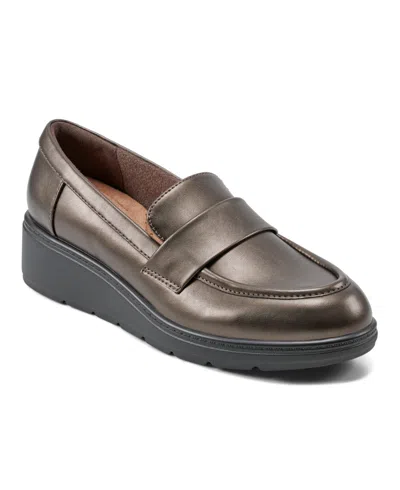Easy Spirit Women's Tahlia Slip-on Wedge Casual Loafers In Bronze