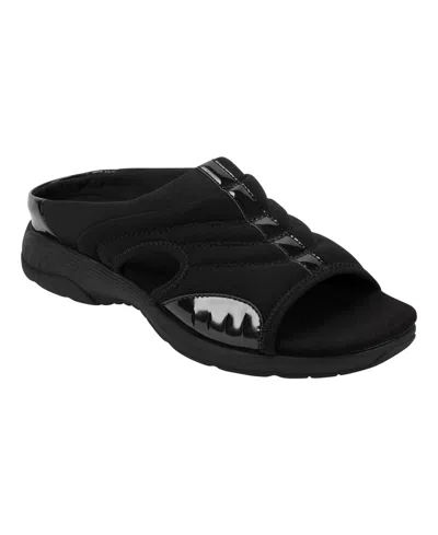 Easy Spirit Women's Traciee Lightweight Flat Easy-on Sandals In Black Patent
