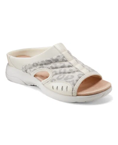 Easy Spirit Women's Traciee Lightweight Flat Easy-on Sandals In Ivory Leopard Sparkle